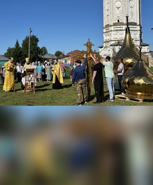 Благовещенский храм п. Лальск увенчался новыми куполами и обновленными крестами 